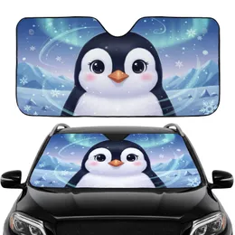 Penguin Face Ethereal Arctic Snowflakes Aurora - Winter Wildlife Gift for Penguin Lovers Car Sunshade