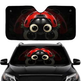 Ladybug Off-White Black Eyes Red Spotted Carapace - Wildlife Lover Gift Car Sunshade