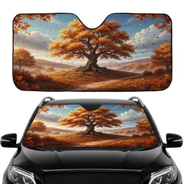Magnificent Ancient Oak Tree Golden Autumn Foliage Landscape - Fall Season Car Decor Car Sunshade