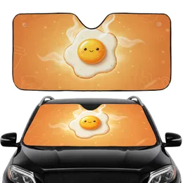 Happy Fried Egg Cartoon Face - Breakfast Lover Foodie Gift Car Sunshade
