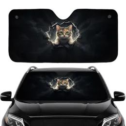Calico Tabby Cat Emerging From Dark Tear - Unique Gift for Cat Lovers Car Sunshade