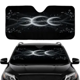 Three Crescent Moons Starry Night Sky Botanical Sprigs - Car Interior Upgrade Car Sunshade