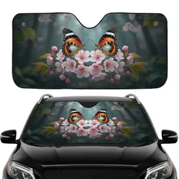 Two Symmetric Leopard Lacewing Butterflies Cherry Blossom Garden - Wildlife Lover Gift Car Sunshade