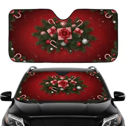 Festive Candy Canes Fir Baubles Gift Boxes - Christmas Holiday Car Sunshade