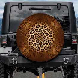 Prominent Black Rosettes Leopard Fur Spots Jungle Foliage - Wildlife Safari Lover Gift Spare Tire Cover