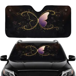 Majestic Golden Swirl Butterfly Pink Violet - Car Decor Gift for Butterfly Lovers Car Sunshade