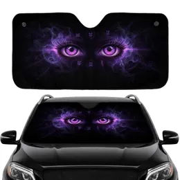 Piercing Glowing Eyes Swirling Irises Shimmering Eyelashes Arcane Symbols Car Sunshade