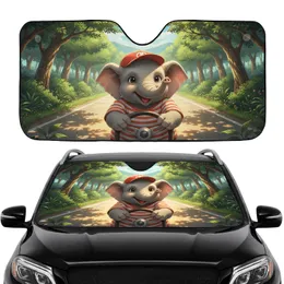 Baby Elephant Steering Wheel Forest Road Trip - Adventure Car Decor Car Sunshade
