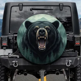 Majestic Black Bear Roaring Forest Mountain - Wildlife Lover Adventure Gift Spare Tire Cover