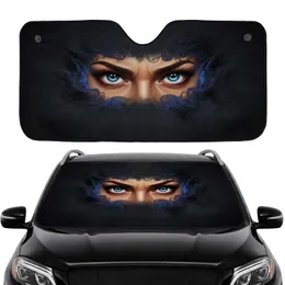 Intense Staring Blue Eyes, Furrowed Brows, Dark Ethereal Smoke - Bold Car Decor Gift Car Sunshade