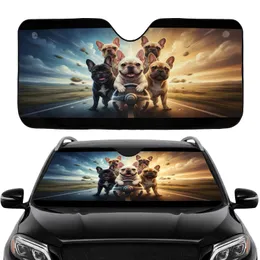 Jovial French Bulldogs High-Speed Travel Scene - Dog Lover Gift Car Sunshade