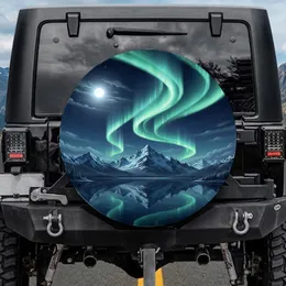 Aurora Borealis Mountain Lake Full Moon - Arctic Landscape Decor Gift Spare Tire Cover