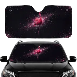 Fuchsia Pink Flamingo Cosmic Silver Shimmer Bokeh Glitter - Wildlife Lover Gift Car Sunshade