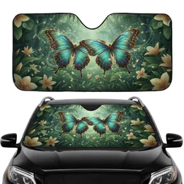 Morpho Butterfly Blue Green Golden Rainforest Canopy Luminous Mist - Wildlife Lover Gift Car Sunshade