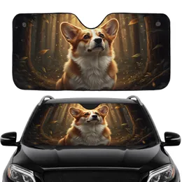 Pembroke Welsh Corgi Alert Expression Golden Fur - Forest Light Rays Corgi Lover Gift Car Sunshade