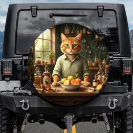 Orange Tabby Cat Apothecary Counter Lemons Oranges Car Decor Gift Spare Tire Cover