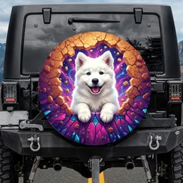 Puppy Breaking Edge Crystalline Fragments Cosmic Swirl - Animal Lover Car Enthusiast Gift Spare Tire Cover