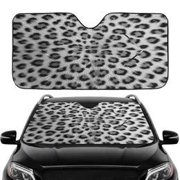 Pristine White Black Snow Leopard Jaguar Fur - Luxury Car Decor Gift Car Sunshade