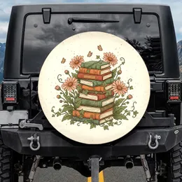 Vintage Book Stack Daisy Flowers Butterfly - Cottagecore Car Decor Gift Spare Tire Cover