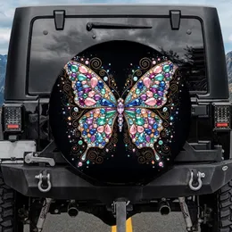 Jewel Butterfly Gold Filigree Celestial Outdoor - Car Decor Gift for Butterfly Lovers Spare Tire Cover