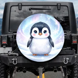 Baby Penguin Snowflakes Aurora Winter Sky - Winter Lover Gift Spare Tire Cover