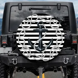 Ship Anchor Intertwining Rope Coils Field of Stripes Boating Enthusiast Lifestyle Gift Spare Tire Cover