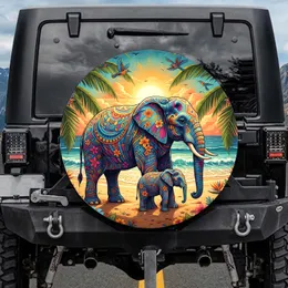 Elephant Floral Bohemian Tropical Beach Sunset - Wildlife Lover Gift Spare Tire Cover