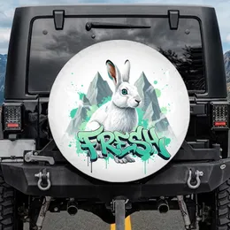 FRESH Graffiti White Arctic Hare Polygonal Mountains - Wildlife Lover Gift Spare Tire Cover