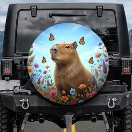 Majestic Capybara Wildflower Monarchs - Wildlife Lover Gift Spare Tire Cover
