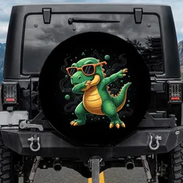 Cartoon Dinosaur Dabbing Sunglasses - Vehicle Decor Gift for Dinosaur Lover Spare Tire Cover