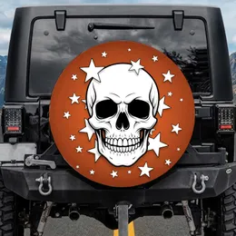 Grinning White Human Skull and Stars Distinctive Vehicle Style Gift for Car Enthusiasts Spare Tire Cover
