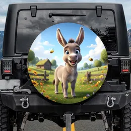 Baby Donkey Wildflower Meadow Honeybees - Countryside Decor Gift for Animal Lover Spare Tire Cover