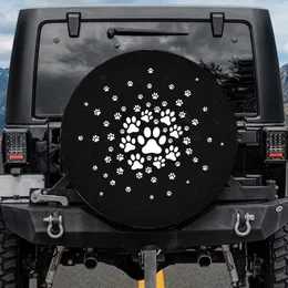 Scattered White Paw Prints - Pet Lover Vehicle Accessory Gift Spare Tire Cover
