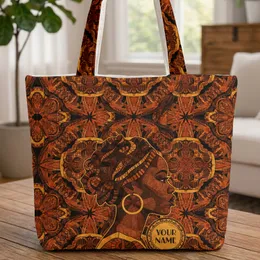 African Woman Decorative Hair Golden Earring Mosaic Quilt - Everyday Carry Gift for Her Quilted Tote Bag