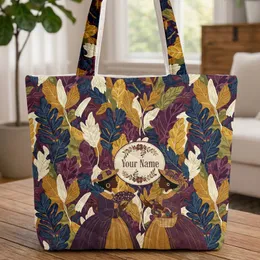 Black Women Period Attire Floral Wreath - Everyday Carry Gift for Her Quilted Tote Bag