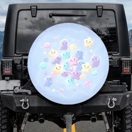 Smiling Jelly Candies Star Ghost Figures - Everyday Decor Gift for Candy Lover Spare Tire Cover