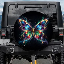 Bioluminescent Butterfly Iridescent Wings Cosmic Nebula - Cosmic Decor Gift Spare Tire Cover