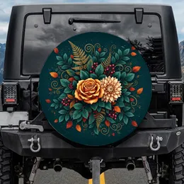Rose Dahlia Botanical Fern Berries - Nature Lover Gift Spare Tire Cover