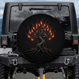 Ancient Gnarled Fire Tree, Glowing Embers - Outdoor Adventure Gift Spare Tire Cover