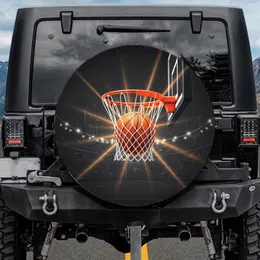 Orange Basketball Dropping Net Hoop - Sports Fan Gift for Basketball Lovers Spare Tire Cover