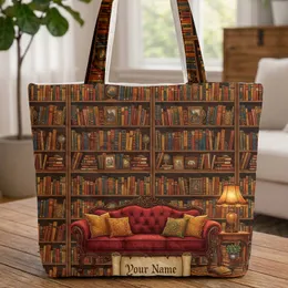 Antique Bookshelves Victorian Sofa Lamp Reading Nook Everyday Carry Gift Quilted Tote Bag