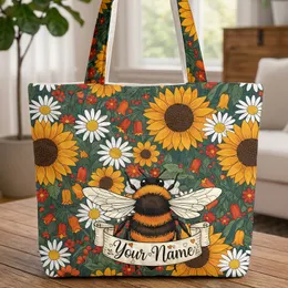 Bumblebee Wildflower Garden - Everyday Carry Gift for Bee Lovers Quilted Tote Bag