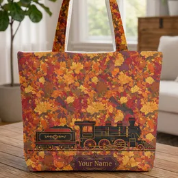 Ornate Steam Train Autumn Foliage - Travel Essentials for Train Lovers Quilted Tote Bag
