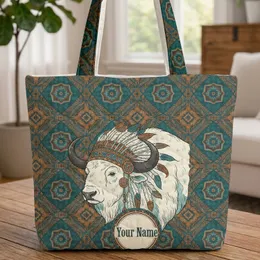 Native American Buffalo Head Headdress - Wildlife Lover Everyday Carry Gift Quilted Tote Bag