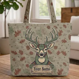Buck Deer Antlers Personalized Sign Rustic Stars - Everyday Carry Gift for Outdoorsman Quilted Tote Bag