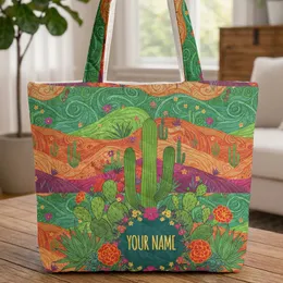 Cacti Agave Marigold Floral Wreath Personalized Desert - Everyday Carry Gift Quilted Tote Bag