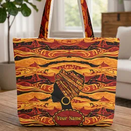 African Woman Profile Headwrap Hoop Earring Everyday Carry Gift for Women Quilted Tote Bag