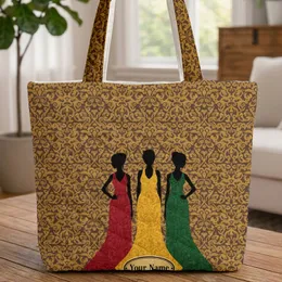 Three Female Silhouettes Ornate Gowns Baroque Foliage Damask - Everyday Carry Gift Quilted Tote Bag