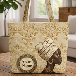 Elegant African Woman Gold Tribal Jewelry Name Medallion - Everyday Carry Gift Quilted Tote Bag