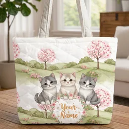British Shorthair Kittens Spring Blossoms Floral Wreath - Everyday Carry Gift Quilted Tote Bag